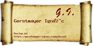 Gerstmayer Ignác névjegykártya